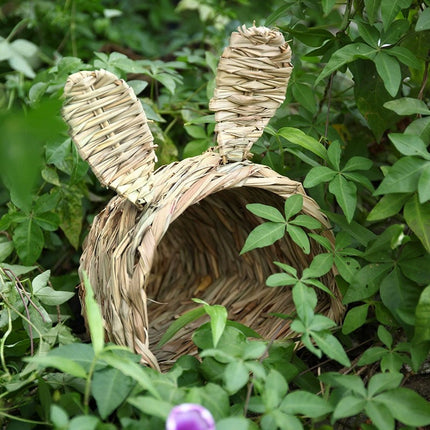 Rabbit Tunnel Nest Hamster Hideout Woven Grass Small Animal Play Tube