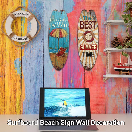 Wooden Surfboard Wall Sign 3PCS Vintage Beach Quote Coastal Decor Hanging Set