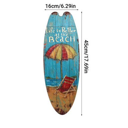 Wooden Surfboard Wall Sign 3PCS Vintage Beach Quote Coastal Decor Hanging Set