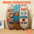 Wooden Surfboard Wall Sign 3PCS Vintage Beach Quote Coastal Decor Hanging Set
