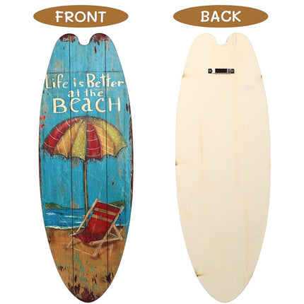 Wooden Surfboard Wall Sign 3PCS Vintage Beach Quote Coastal Decor Hanging Set