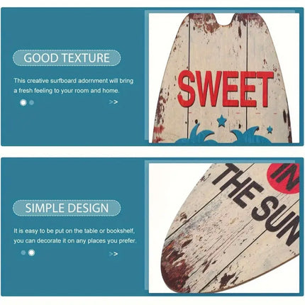 Wooden Surfboard Wall Sign 3PCS Vintage Beach Quote Coastal Decor Hanging Set