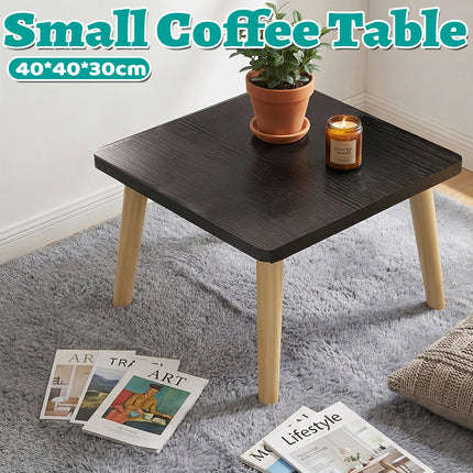 Small Square Coffee Table Black Low Side Table for Living Room Bedroom Balcony