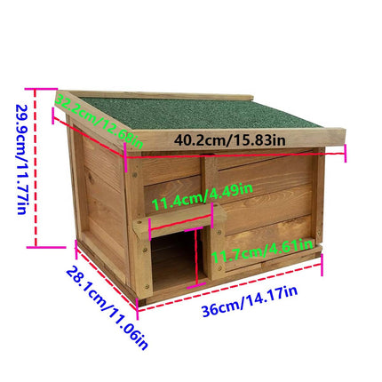Outdoor Wooden Hedgehog House with Felt Roof - Garden Small Animal Shelter