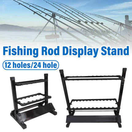 Aluminium Fishing Rod Storage Rack 12 or 24 Holes Foldable Display Stand