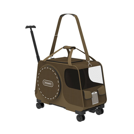 Rolling Pet Carrier Bag with Wheels Coffee or Blue