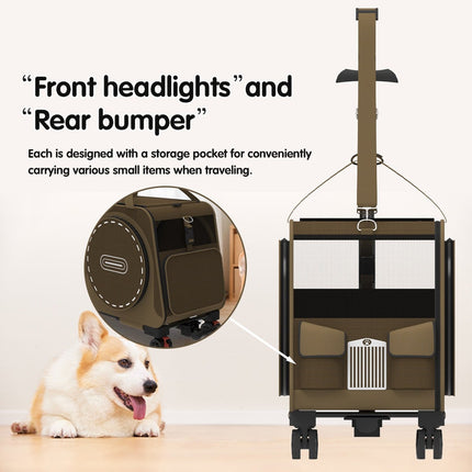 Rolling Pet Carrier Bag with Wheels Coffee or Blue