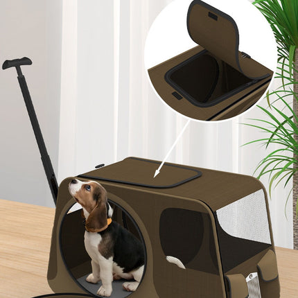 Rolling Pet Carrier Bag with Wheels Coffee or Blue