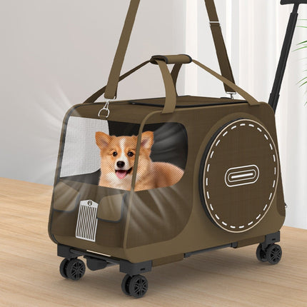 Rolling Pet Carrier Bag with Wheels Coffee or Blue