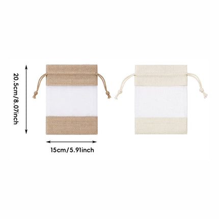 Linen Mesh Drawstring Bags 20 Pack 15x20.5cm Beige Brown
