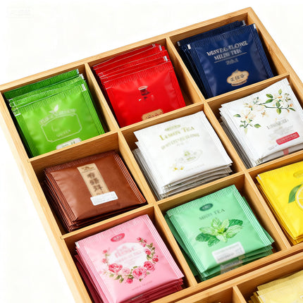 Bamboo Wood 9 Grid Food Plate Serving Tray for Hotel BBQ Hot Pot Home Party