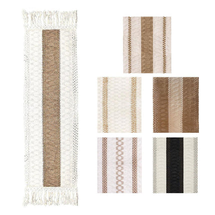 Cotton Linen Table Runner with Knot Tassel Bed End Towel Long Tablecloth Mat