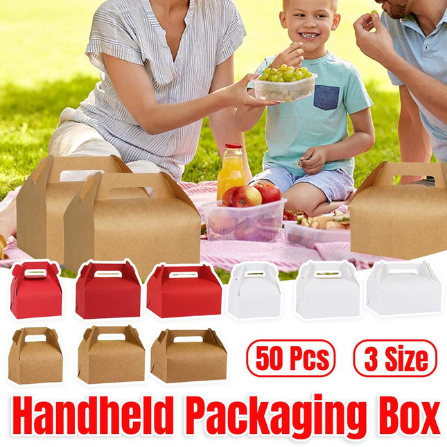 50pcs Portable Pastry Box Bakery Cake Box Takeaway Packing Boxes for Pastries
