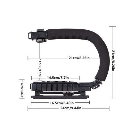 U Shaped Camera Stabilizer Rig For DSLR Video Shooting with Flash Mount Hot Shoe