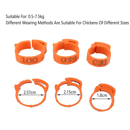 Chicken Duck Goose Leg Rings 100pcs Numbered Ankle Bands Bird ID Tags Farm Use