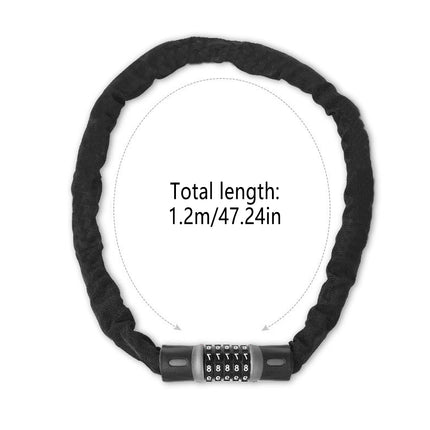 Bike Chain Lock Combination Anti Theft Security Lock 120cm Length Anti-Theft
