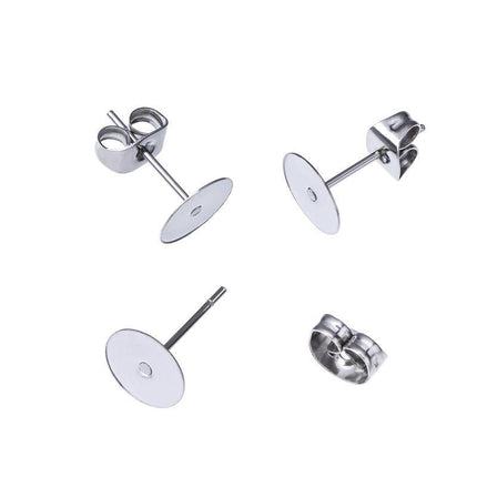 50/100/200PCS Earring Stud Posts Pads+Nut Backs Silvery Surgical Steel DIY Craft 4MM - Aimall