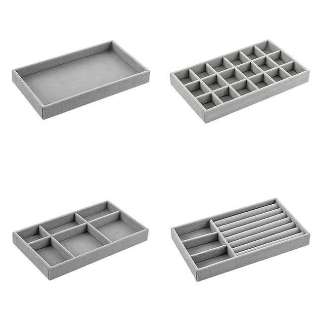 2PCS Makeup Organizer Jewelry Storage Tray Earrings Rings Bracelets Display Box