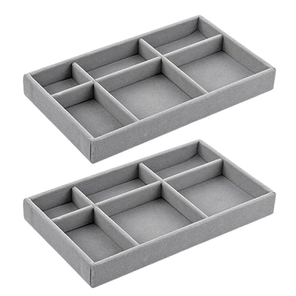 2PCS Makeup Organizer Jewelry Storage Tray Earrings Rings Bracelets Display Box