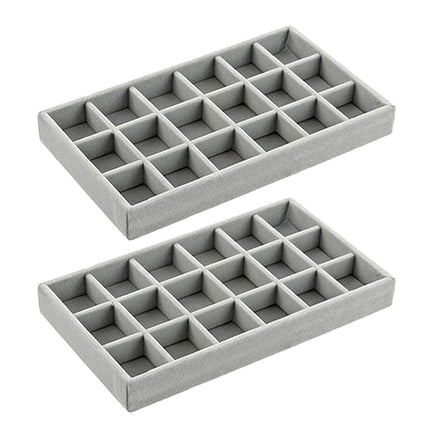 2PCS Makeup Organizer Jewelry Storage Tray Earrings Rings Bracelets Display Box