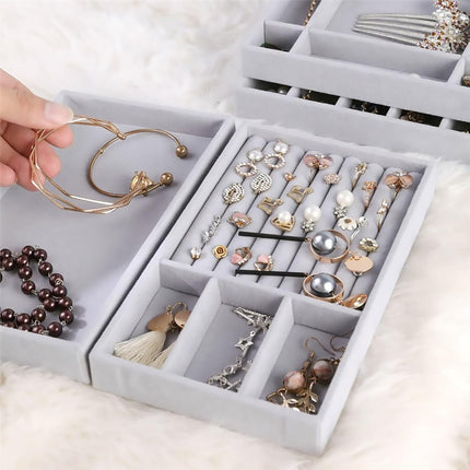 2PCS Makeup Organizer Jewelry Storage Tray Earrings Rings Bracelets Display Box