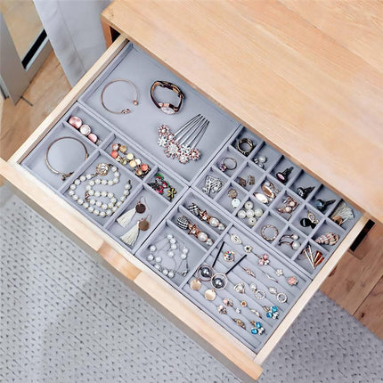 2PCS Makeup Organizer Jewelry Storage Tray Earrings Rings Bracelets Display Box