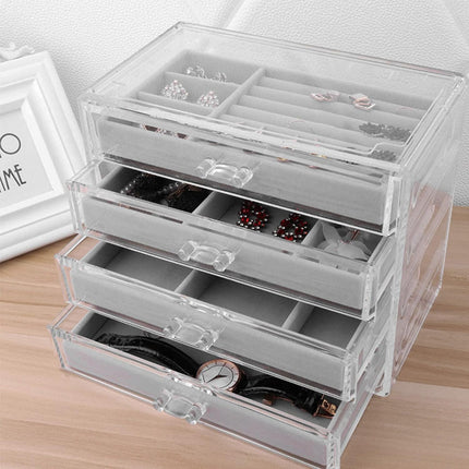 2PCS Makeup Organizer Jewelry Storage Tray Earrings Rings Bracelets Display Box