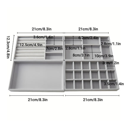 2PCS Makeup Organizer Jewelry Storage Tray Earrings Rings Bracelets Display Box