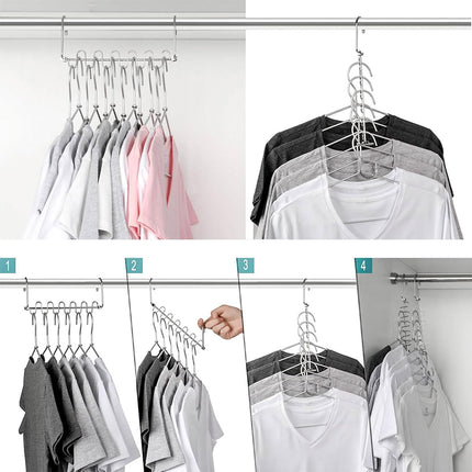 Clothes Drying Hangers 4pcs Multi Layer Space Saving Wardrobe Storage Racks Hook