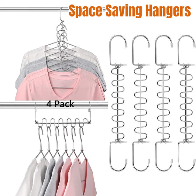 Clothes Drying Hangers 4pcs Multi Layer Space Saving Wardrobe Storage Racks Hook