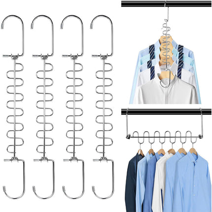 Clothes Drying Hangers 4pcs Multi Layer Space Saving Wardrobe Storage Racks Hook