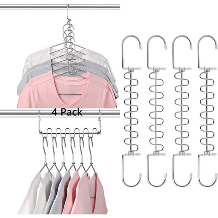 Clothes Drying Hangers 4pcs Multi Layer Space Saving Wardrobe Storage Racks Hook