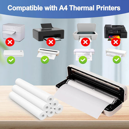 A4 Thermal Paper Roll 210mm x 8.7m 10 or 20 Rolls White No Ink Printer