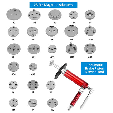 Pneumatic Brake Caliper Tool Set 24pcs Air Operated Compressor Kit Garage Duty