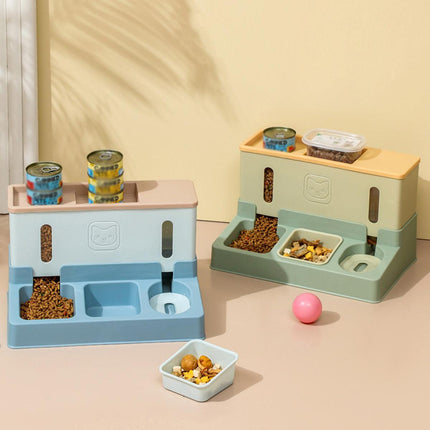 All in One Pet Feeding Bowl Cat Dog Water and Food Feeder Automatic Dispenser