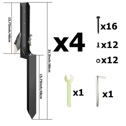 4Pcs Heavy Duty Fence Post Anchor Ground Stake For Fixing Leaning Wood Support