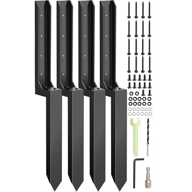 4Pcs Heavy Duty Fence Post Anchor Ground Stake For Fixing Leaning Wood Support