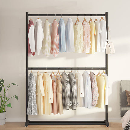 Double Layer Clothes Rack Durable Metal Frame Sturdy for Living Room Balcony Use