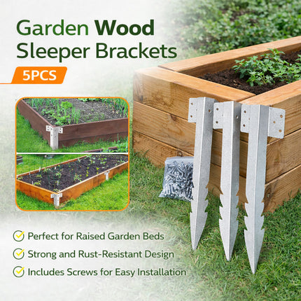 5Pcs Heavy Duty Sleeper Bracket Jagged Edge Fence Post Holder For Garden Use