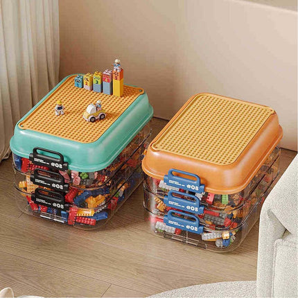 3-Layer Stackable Storage Box for Building Blocks Toy Organizer with Sorting Trays