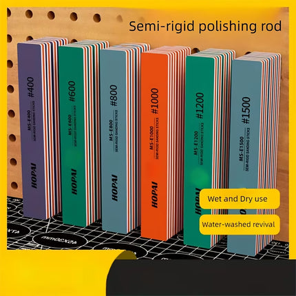 12PCS Semi Rigid Sandpaper Bar Polishing Grinding Stick Metal Wood Detail Use