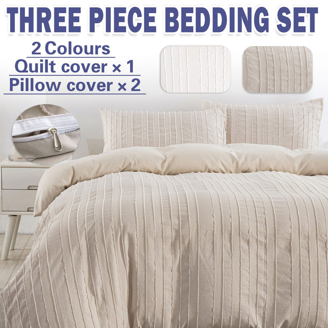 Bedding Set 3PCS Quilt Cover Pillowcase Soft Microfiber Queen Size Bedroom Decor