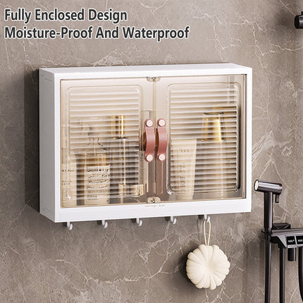 Bathroom Wall Mounted Storage Box Transparent Cabinet Rack Organizer Toiletries