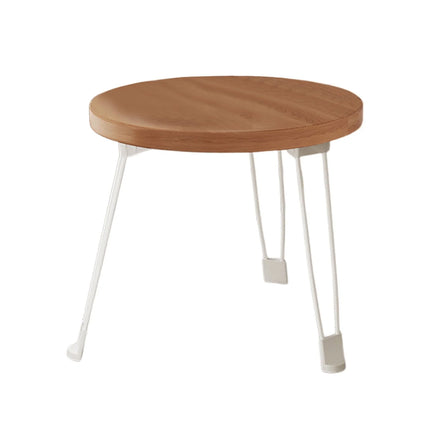 Folding Round Side Table with Carbon Steel Legs and Waterproof Top