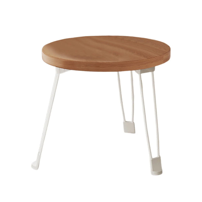 Folding Round Side Table with Carbon Steel Legs and Waterproof Top