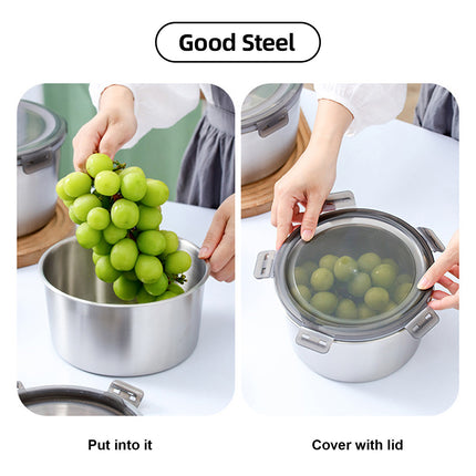 Stainless Steel Box Set 4pcs Sealed Lunch Food Container Refrigerator Use