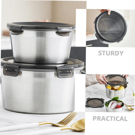 Stainless Steel Box Set 4pcs Sealed Lunch Food Container Refrigerator Use
