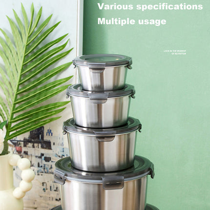 Stainless Steel Box Set 4pcs Sealed Lunch Food Container Refrigerator Use