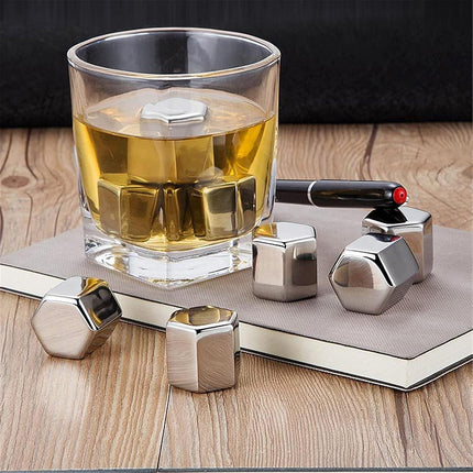 Stainless Steel Ice Cubes with Tongs Reusable for Wine Drinks Keep Cold