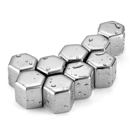 Stainless Steel Ice Cubes with Tongs Reusable for Wine Drinks Keep Cold
